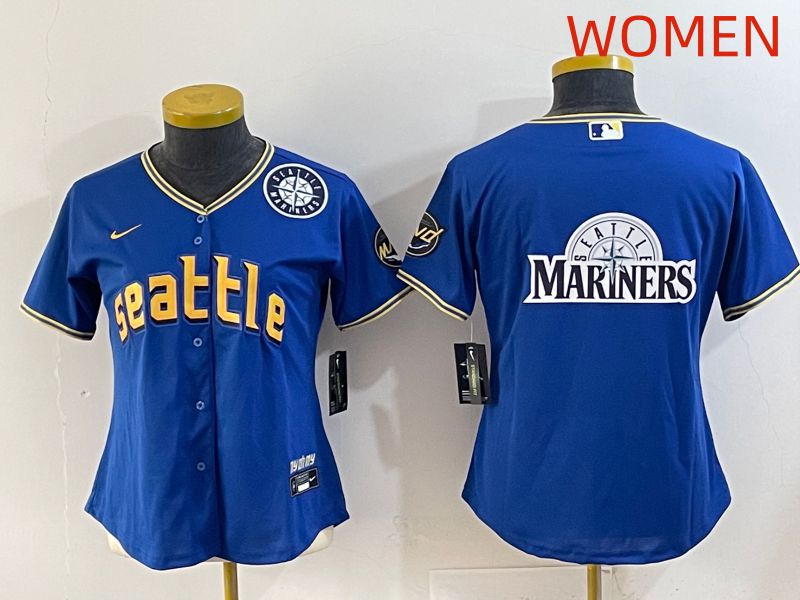 Women 2025 Seattle Mariners Blank Blue City Edition Nike MLB Jersey style 12->women mlb jersey->Women Jersey